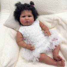 24" Soft Texture Reborn Baby Doll Toddler Newborn Lifelike Dark Skin Rooted Hair