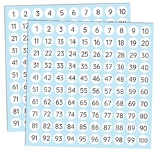 1 to 100 Number Stickers 2500Pcs 25 Sheets Number Stickers Self Adhesive
