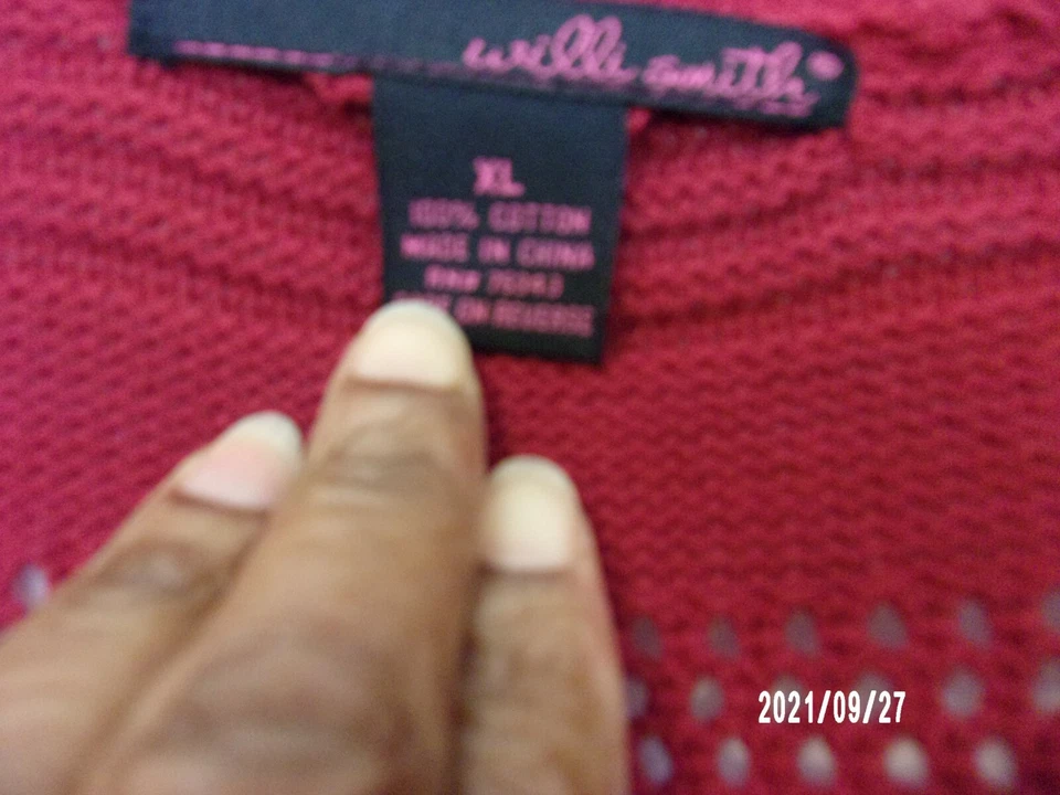 Willi Smith Cardigan Sweater Womens Size XL Burgundy 2 Button Front IN STOCK - Image 4 of 4