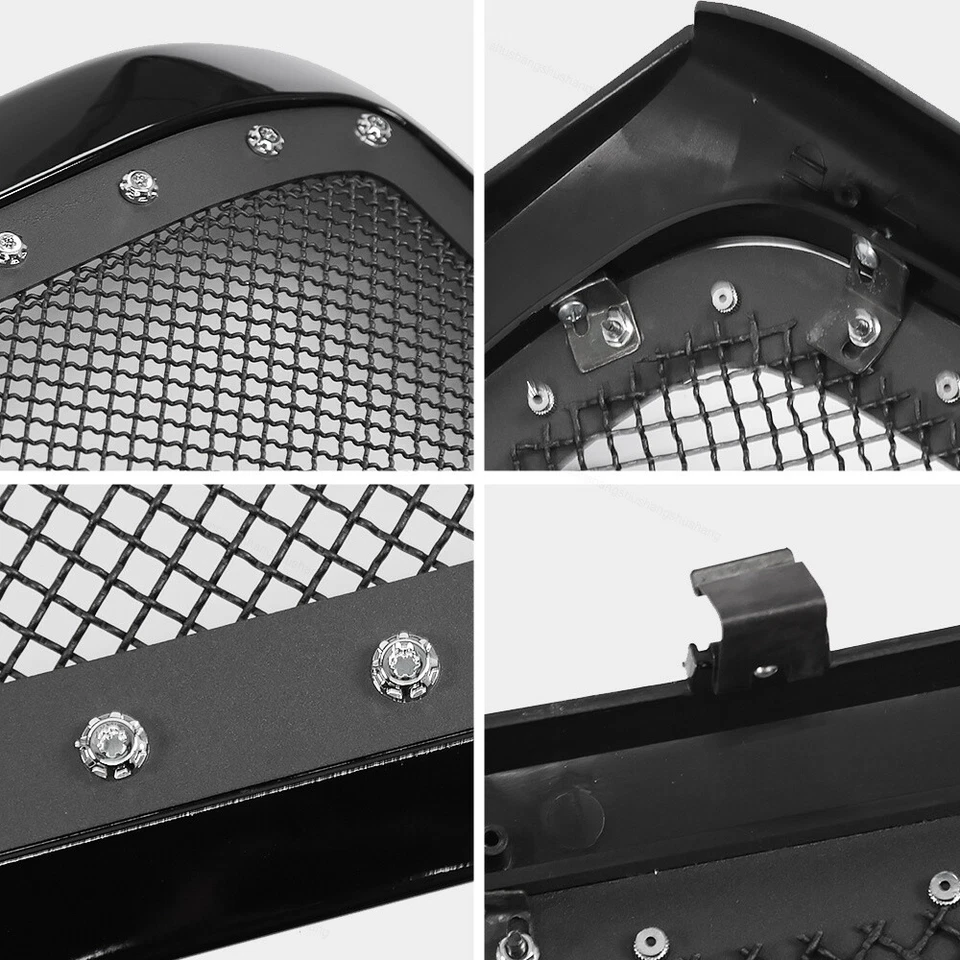 Gloss Black Mesh Rivet Grille Fits 1999-2004 Ford F-250 F-350 F-450 Super Duty Foto 4 de 4
