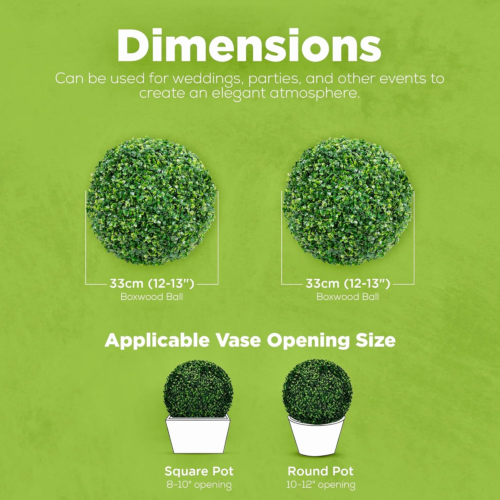 Faux Boxwood Balls 2-Pack - Artificial Topiary for Outdoors or Indoors - Realist - Picture 4 of 7