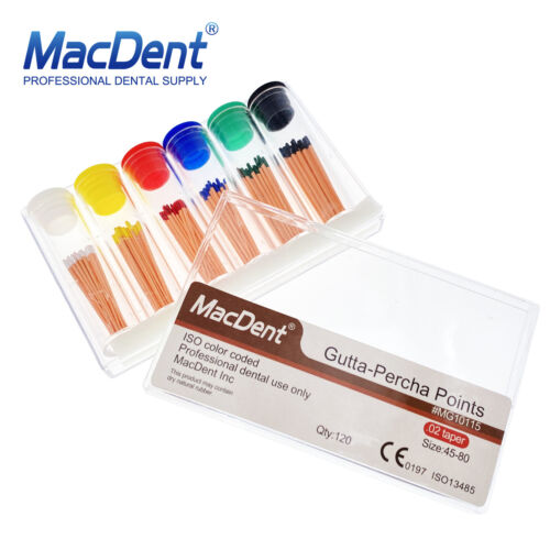 120pcs/Box Dental Gutta Percha Points Full Taper 0.02 Size 45-80# mix MacDent - Imagen 3 de 9