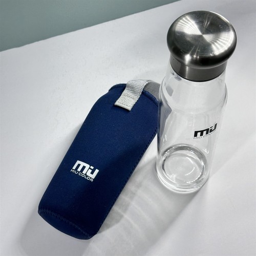 MIU COLOR Glass Water Bottle with Nylon Sleeve and Steel Cap for Hot or Cold - Picture 3 of 6