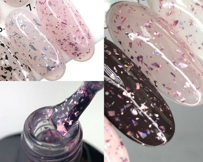 Saga Geometry Top Coat Pink Confetti  Flakes Top Coat Nail Art 8 ml