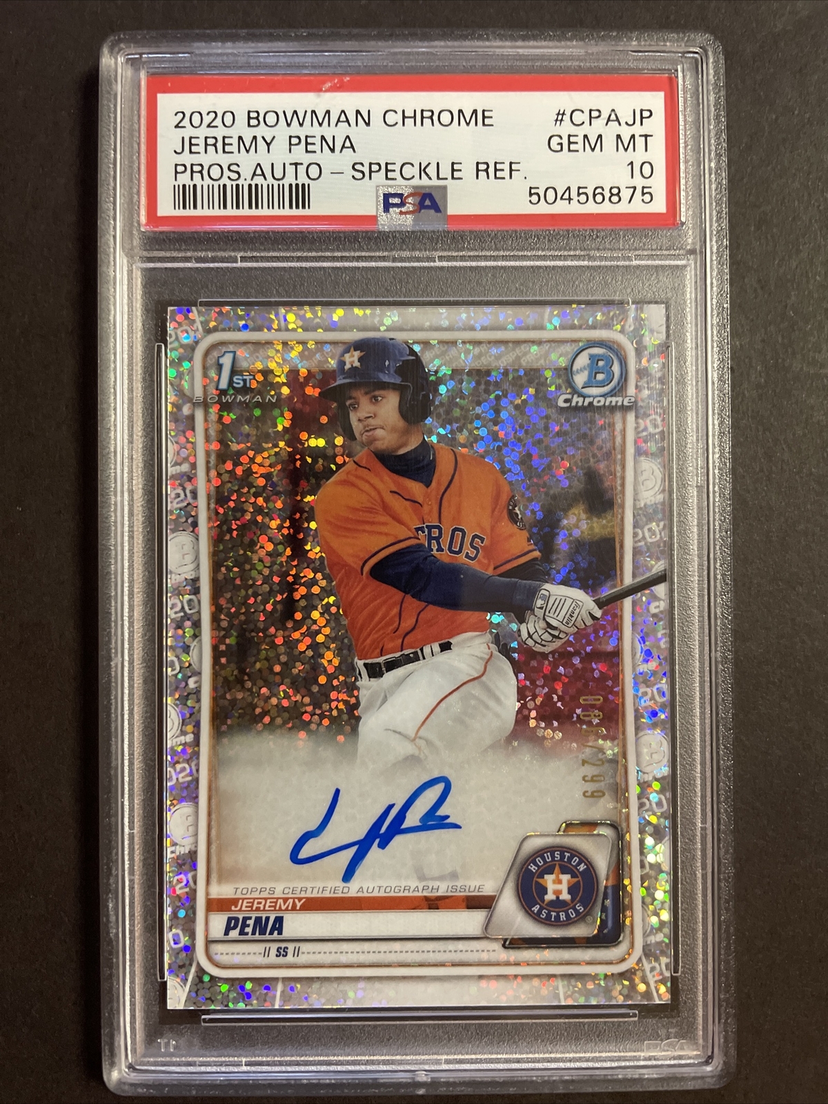 2020 Bowman Chrome Pros Speckle Refractor CPA-JP Jeremy Pena Auto 86/299 PSA 10
