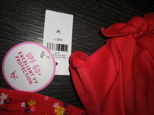 Girls justice knot lace cut out bk 2pc bikini size 7 brand new neon red floral - Picture 4 of 4