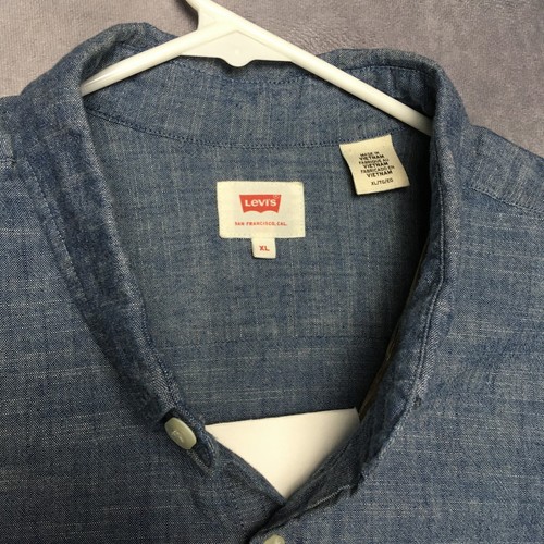 Levis Herren Chambray Langarm Hemd Gr. XL Knopfleiste Tasche leichte Baumwolle - Bild 3 von 15