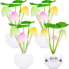 4 Pack LED Mushroom Plug-In Wall Light Bedroom Night Light for Kids Adults