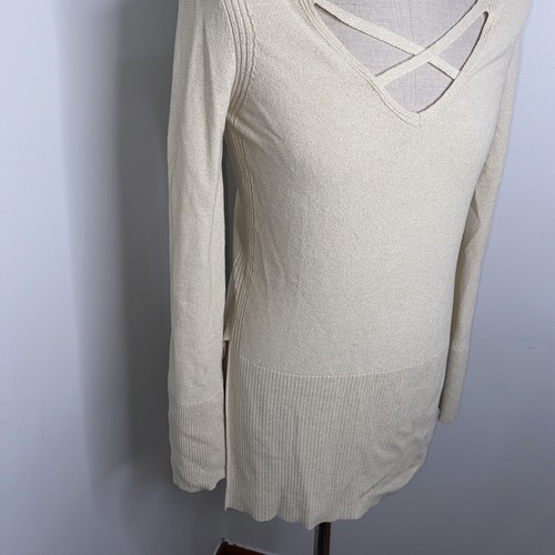 Free People Womens Tunic Sweater Sz S V Neck Knit Side Slit Long Sleeve - Picture 5 of 9