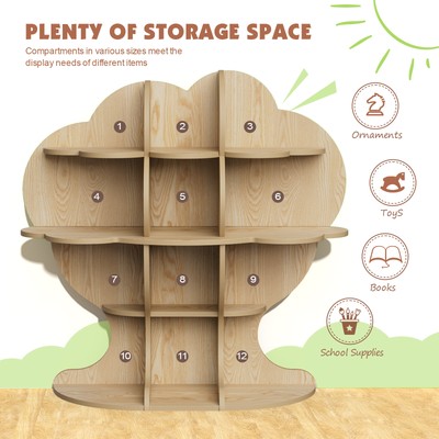 Tree Kids Bookshelf Toddler Bookcase Children Toy Organizer Nursery Playroom