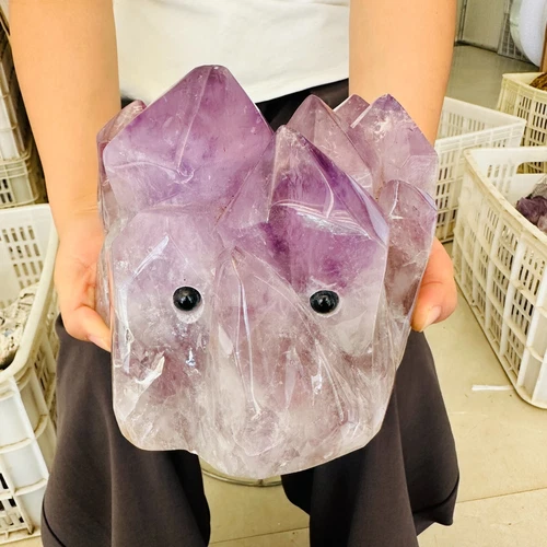 11.99LB Natural amethyst crystal specimen carving hedgehog polishing heali 5450g