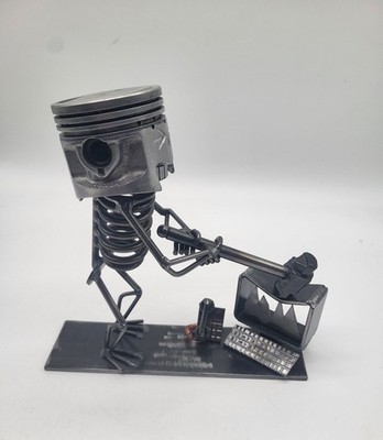 DaRk Metal Art Upcycled Handmade Desk Decor Sculpture Customer Service Computer