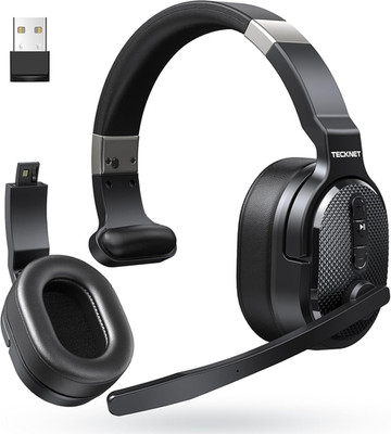 TECKNET Bluetooth Trucker Headset, Single and Dual Ear Wireless Headset with Mic