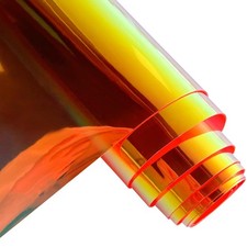 16 Gauge Holographic Iridescent Transparent Vinyl Fabric 16"x54" Orange