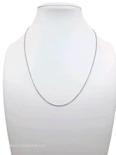 14k White Gold Cable Link Chain Necklace 1.3mm Width 18" Inch Length