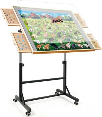 1500 Piece Puzzle Table w/ Legs Wheels Drawers Wooden Puzzle Board