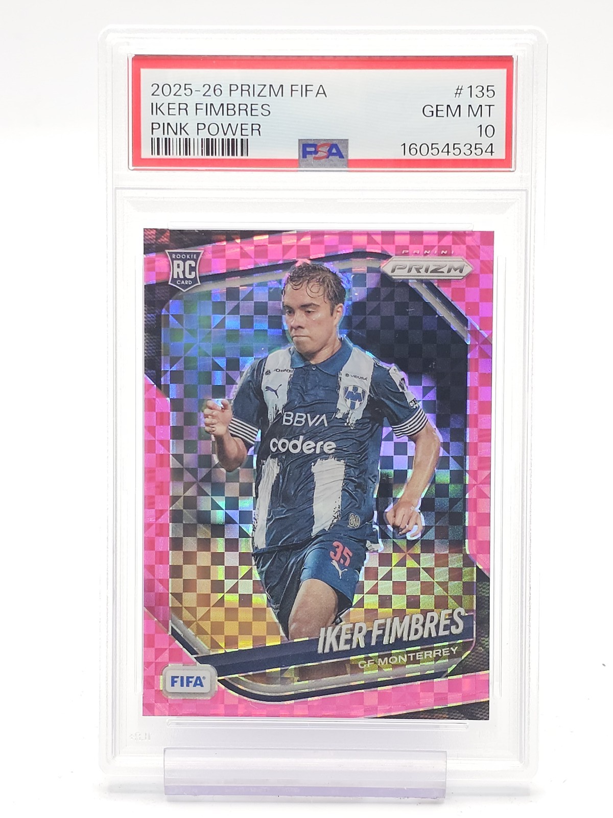 IKER FIMBRES 2025-26 PANINI PRIZM FIFA ROOKIE RC PINK POWER /75 PSA 10 Q6529
