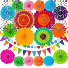 32Pcs Cinco De Mayo Decorations Fiesta Party Decorations Multi-Color Paper