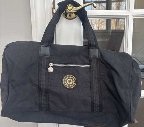 Kipling Vintage Nylon 18” Tote Duffle Travel Bag Black Y2K - Picture 1 of 19