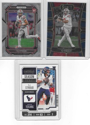 CJ Stroud Rookie Lot (3) Cards, Prism Rookie, Contenders Rookie, Select Rookie