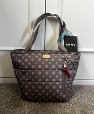 DKNY Insulated Water Resistant Lunch Cool Bag Tote Ash Grey Brown New RRP £90