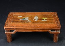 Pear wood inlaid with shells, mandarin ducks playing in the water, small table