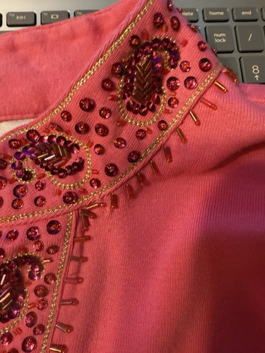 QUACKER FACTORY VERZIERTE TUNIKA BOHO HIP MOD ETWAS GLITZER HOT PINK TOP L - Bild 9 von 24