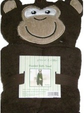 Peanut Ollie Hooded Monkey Bath Towel Child Size 100 Cotton Brown Gorillia