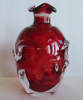 Aseda Bo Borgstrom Ruby Red Cranberry Art Glass Decanter Sweden No Top     C107