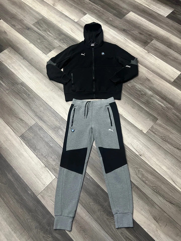 Puma BMW Motorsports Men's Tracksuit Black Grey Sweatpants Small + Jacket Large - Image 3 of 4