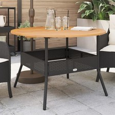 Gartentisch Esstisch Terrassentisch Rund Holzplatte Ø110cm Poly Rattan vidaXL
