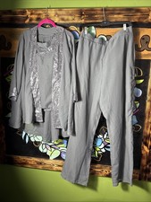 Wedding Mother Of The Bride Formal Three Piece Pantsuit, Grey, Size 12