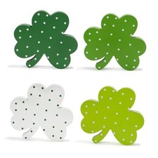 Shamrock St Patricks Day Decorations, 4 PCS Wooden Saint Patrick's Day Tiered