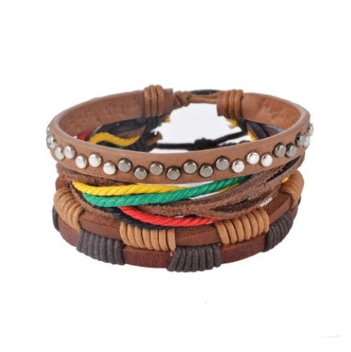 Lederarmband Herren Mehrlagig Perlenarmband Punk Wickelarmbänder für Damen Vintage - Bild 15 von 18