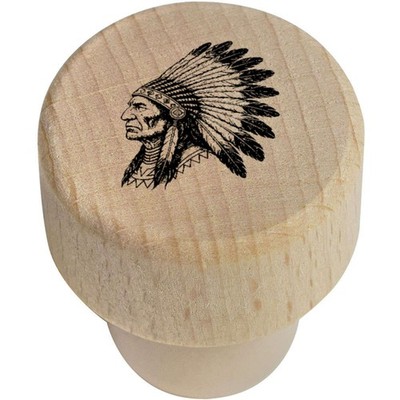19 mm ''Indianerhäuptling Seitenansicht'' Holz Flaschenverschluss / Korken (BS00035964)