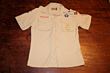 Boy Scouts of America BSA Youth Shirt Tan Large Vented Poly Microfiber Glued Pat