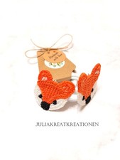 Fuchs Haargummis Gummib&auml;nder Herbst Winter 2er Set orange/wei&szlig; Geschenk Handmade