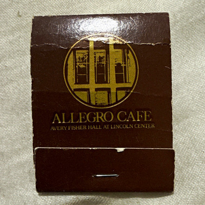 Allegro Cafe / Adagio Buffet Matchbook Lincoln Center NYC Avery Fisher 874-7000