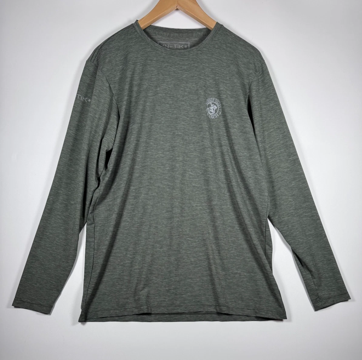 Anetik Performance Shirt Men Medium Green Long Sleeve Madison Valley Ranch UPF30