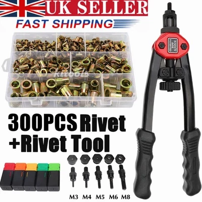 300PCS Mixed Rivnuts Blind Set Rivet Nuts Threaded Nuts Anti-oxidation M3-M12 UK