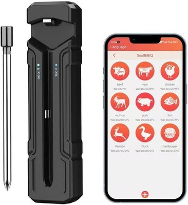 Smart Grill Meat Thermometer Digital with Bluetooth Ultra-Thin Probe Wireless Me