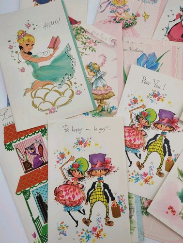 20 Vintage Grußkarten UNBENUTZT ohne Umschläge GEBURTSTAG & AN DICH DENKEN - Bild 10 von 16
