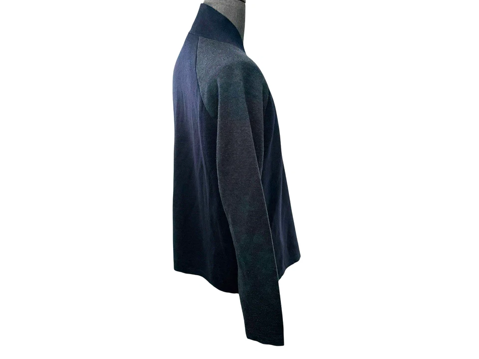 Cárdigan Suéter Emporio Armani Hombres XL Mantón Raglán 2 Tonos Azul Marino Gris Mezcla de Lana Foto 4 de 4