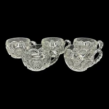 Set of 5 EAPG Iverna by Riley Glass Heart & Star Design Punch Cup c. 1920s