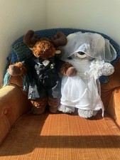 Build a Bear Workshop Bride Dress Groom Tux Shoes Veil with Flowers and Pants