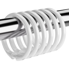 White Shower Curtain Rings, 24 Pcs Plastic Shower Curtain Hooks, Shower Curta...