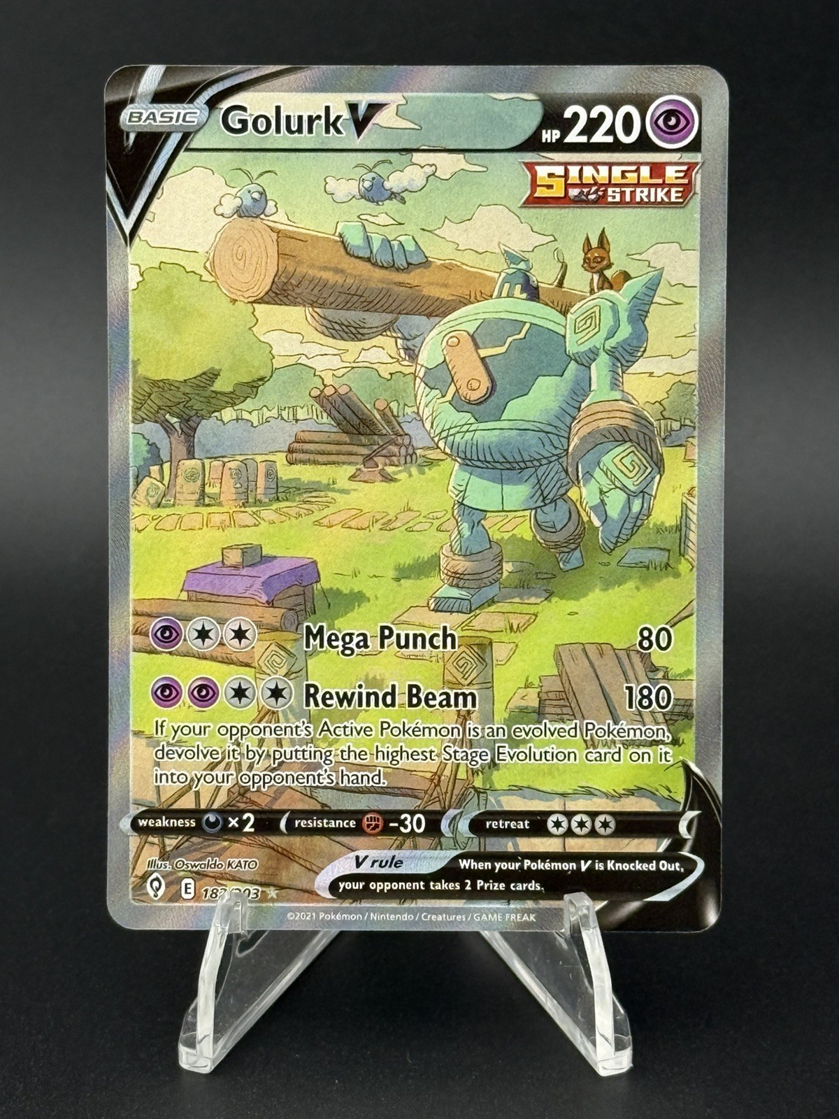 Golurk V 182/203 Ultra Rare Evolving Skies Pokemon Holo Near Mint