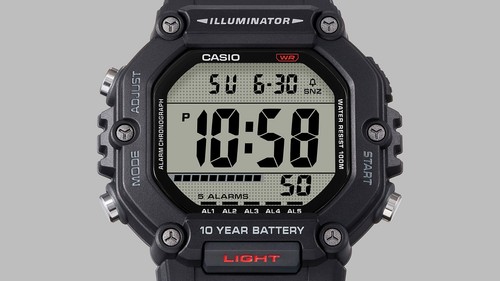 Orologio CASIO AE-1600H-1AVEF Digitale Silicone Nero Chrono Sveglia 100mt - Foto 2 di 3