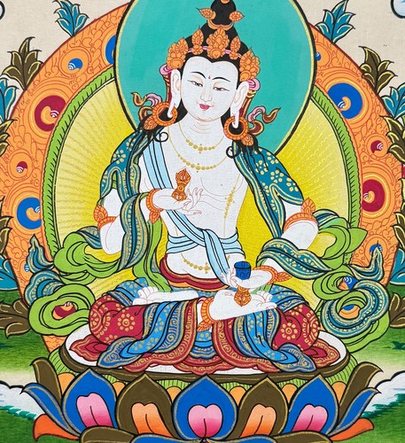 Silk Brocade Vajrasattva Thangka, Blessed Thanka, Painting on Cotton Canvas - Picture 3 of 8