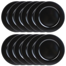 12 PCS 13 Inch Black Charger Plates Plastic Round Dinner Table Decoration